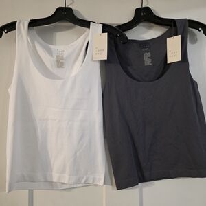 a new day Scoop Neck Tank Top Duo - White & Charcoal (2pc Bundle) MEDIUM